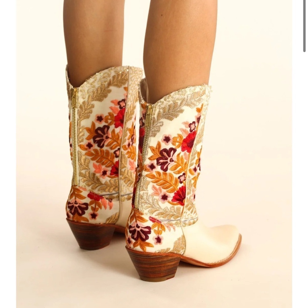 Anthropologie Momo New York Embroidered Silk Western Boots Aniles Size 39/9 New — image 3 of 8
